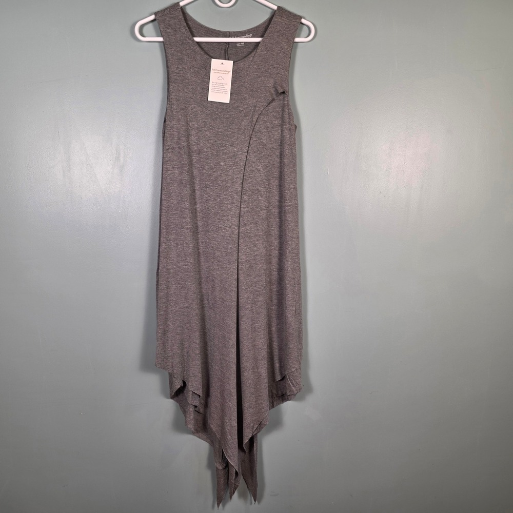 Soft Surroundings Gray Sleeveless Handkerchief Hem Dress Petite Small NWT 3AX32